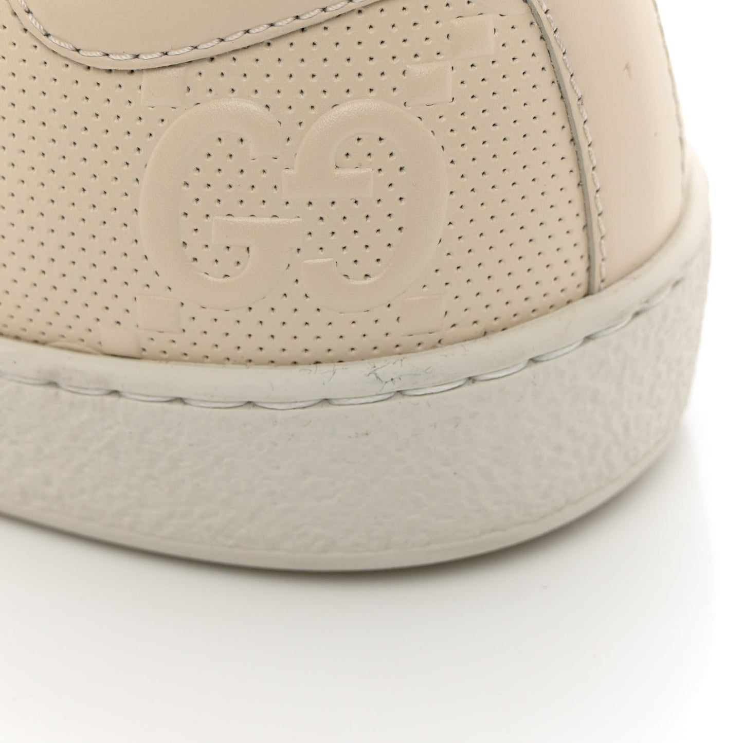 Calfskin GG Tennis Embossed Mens Ace Sneakers 9 Mystic White