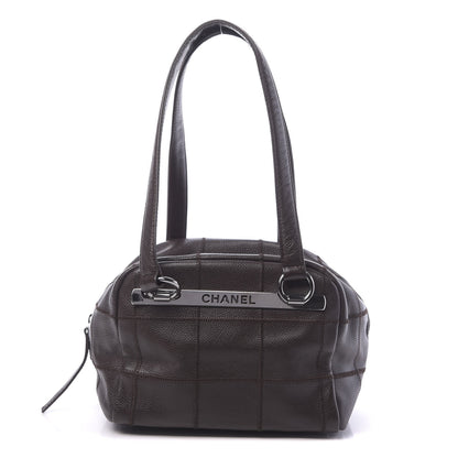 Chanel Caviar Square Stitched Bowler Dark Brown 1 of 10