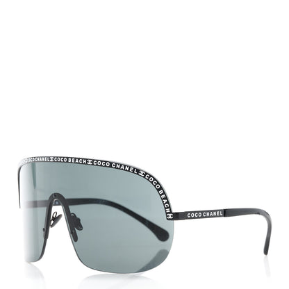 Chanel Shield Coco Beach Sunglasses Black Gray 1 of 8