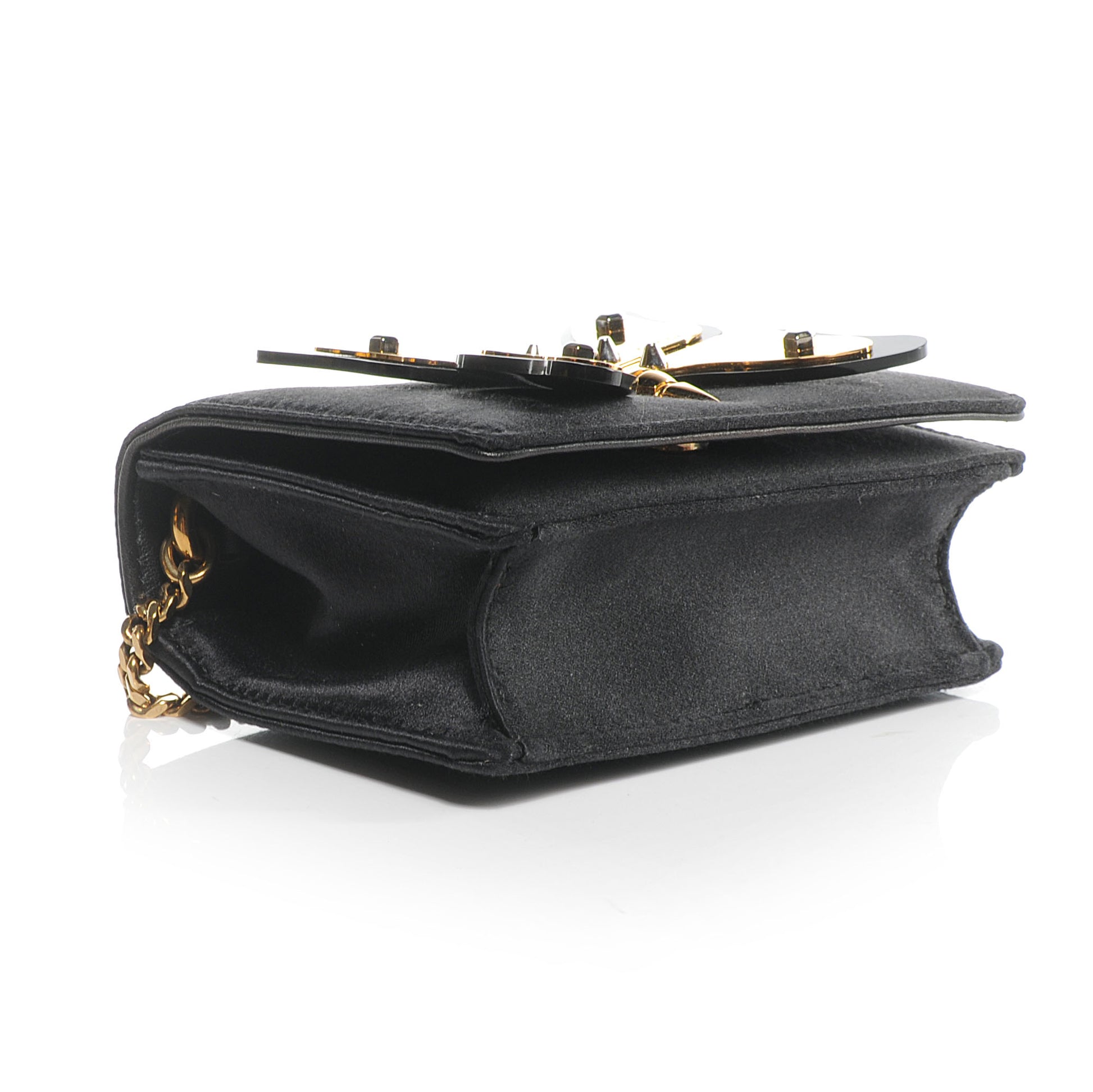 Gucci Silk Satin Butterfly Chain Evening Bag Black 4 of 8