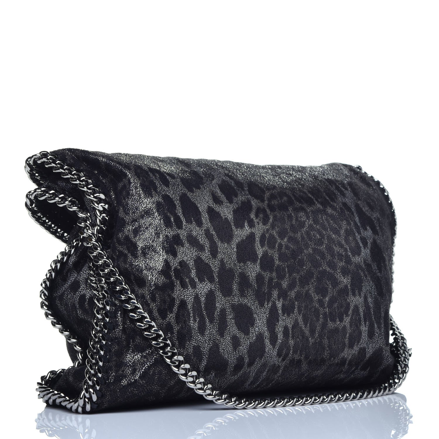 Stella McCartney Shaggy Deer Leopard Print Falabella Fold Over Tote Grey 3 of 9