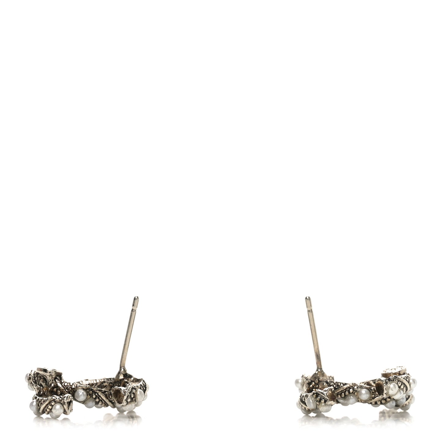 Pearl Twisted CC Earrings Light Gold White