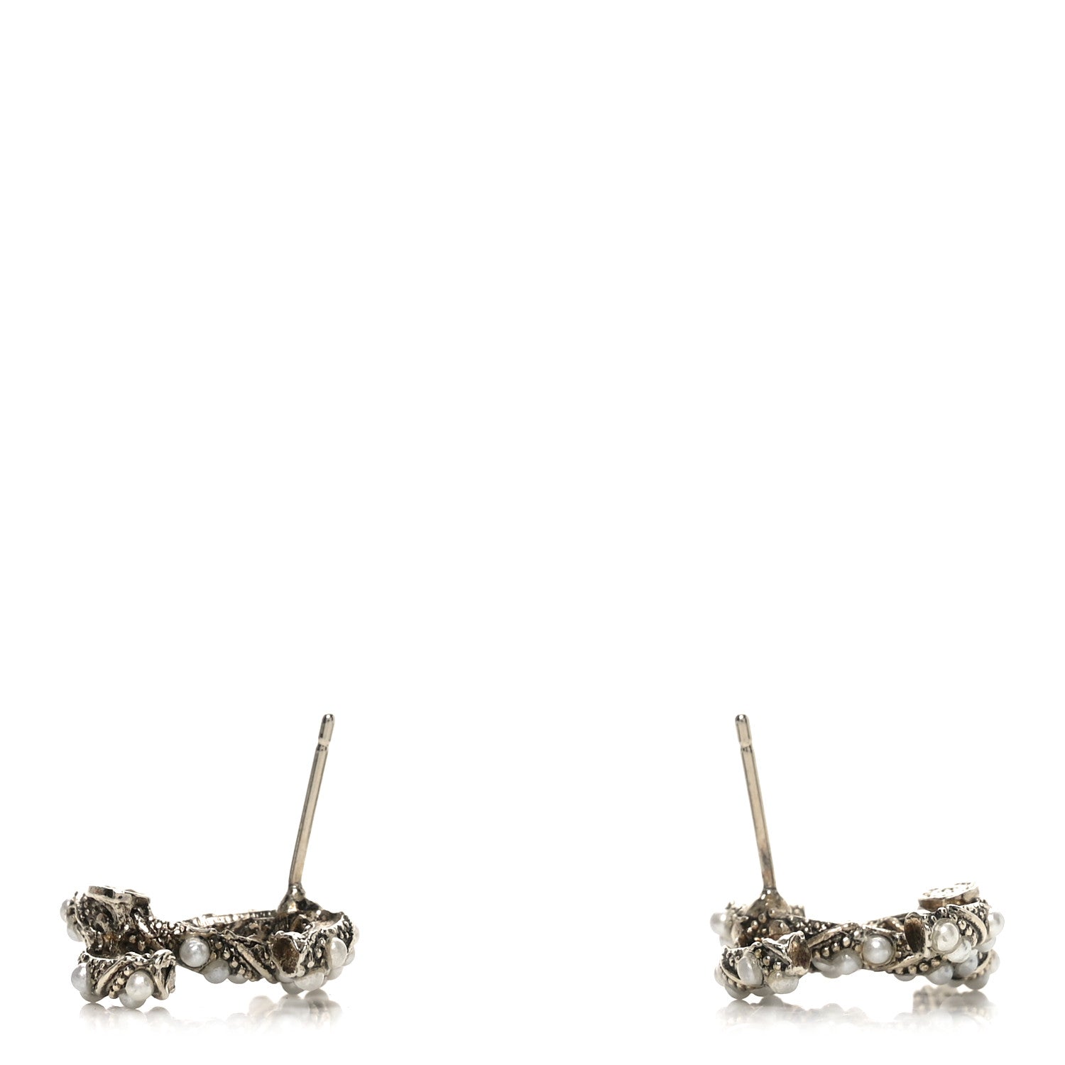 Chanel Pearl Twisted CC Earrings Light Gold White 3 of 5