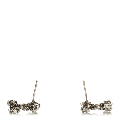 Chanel Pearl Twisted CC Earrings Light Gold White 3 of 5