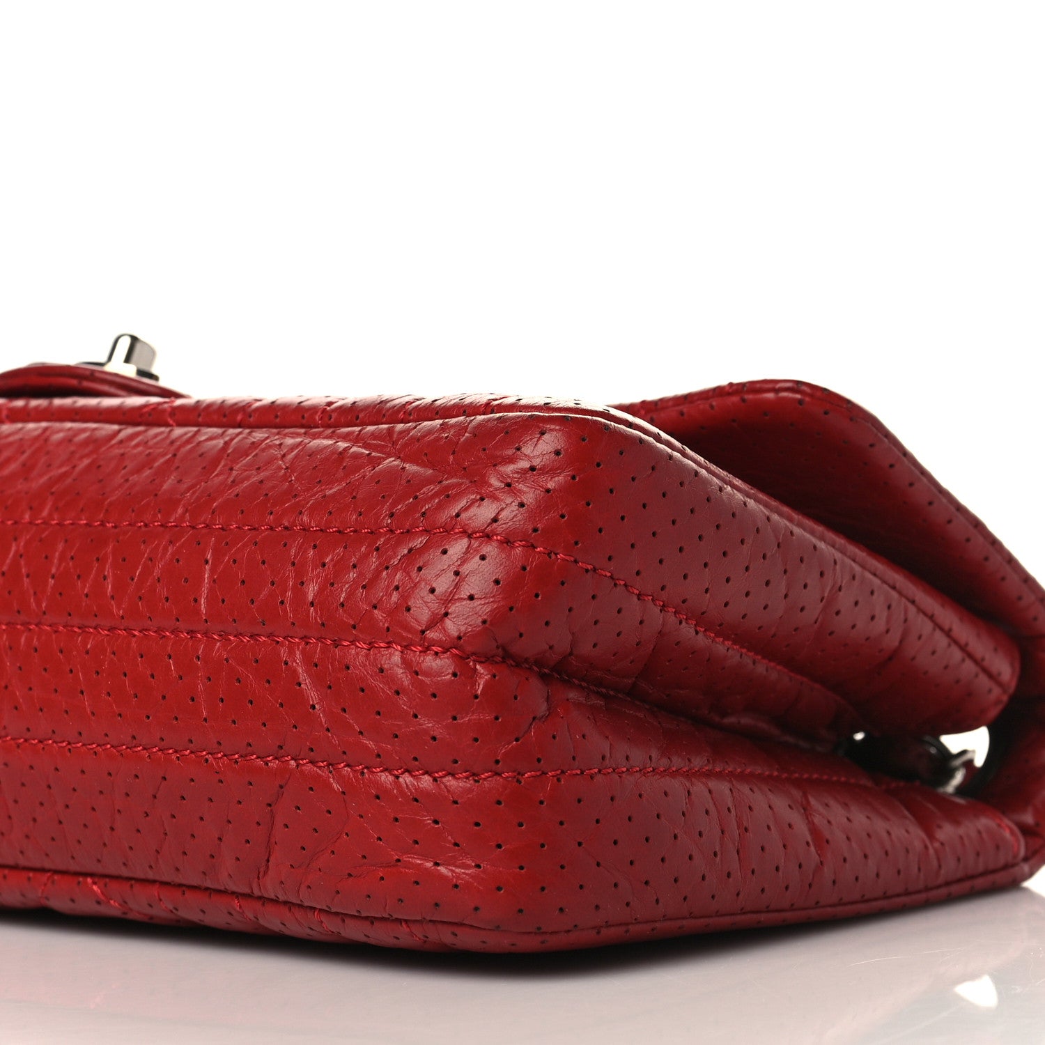 Chanel Aged Calfskin Perforated Flap Red 9 of 10
