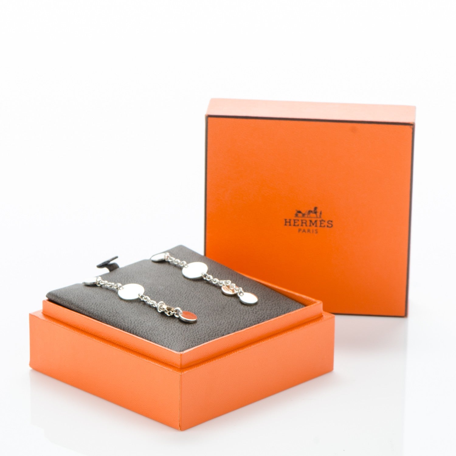 Hermes Sterling Silver 18K Rose Gold Confettis Drop Earrings 7 of 7