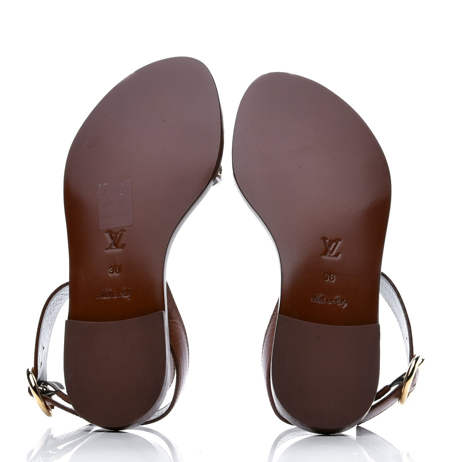 Louis Vuitton Calfskin Monogram Passenger Flat Sandals 36 Cognac 6 of 10