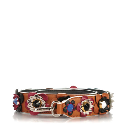 Fendi Calfskin Elaphe Flowerland Studded Strap You Brown Multicolor 1 of 4