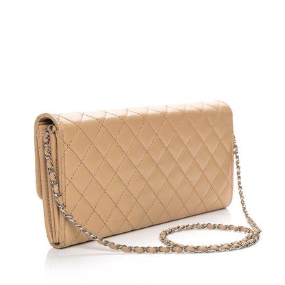 Chanel Lambskin Quilted Chain Clutch Flap Beige 3 of 7