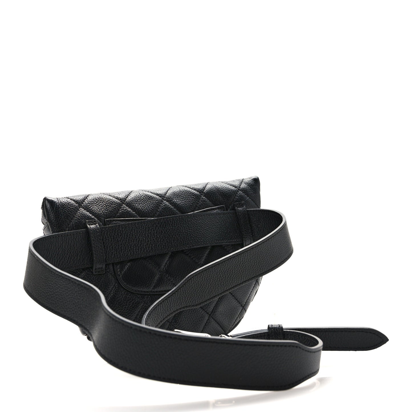 Grained Calfskin Quilted Waist Belt Bag Black