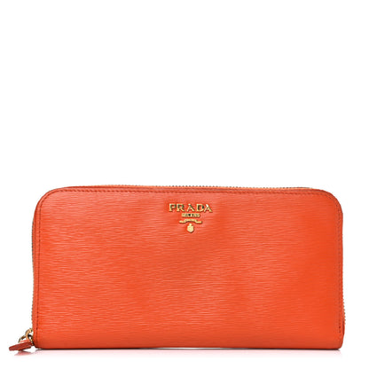 Prada Vitello Move Zip Around Wallet Papaya 1 of 11