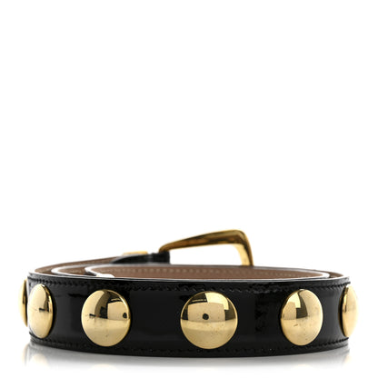 Khaite Patent Calfskin Studded Benny Belt XS/S 75/30 Black Gold 2 of 10