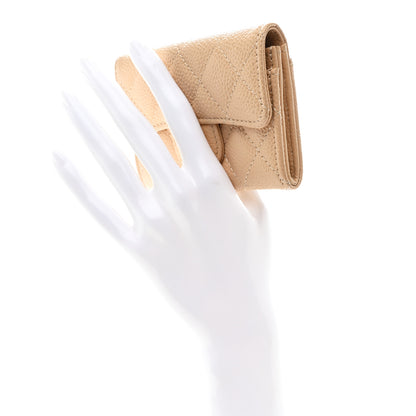 Chanel Caviar Quilted Flap Card Holder Wallet Beige 2 of 9