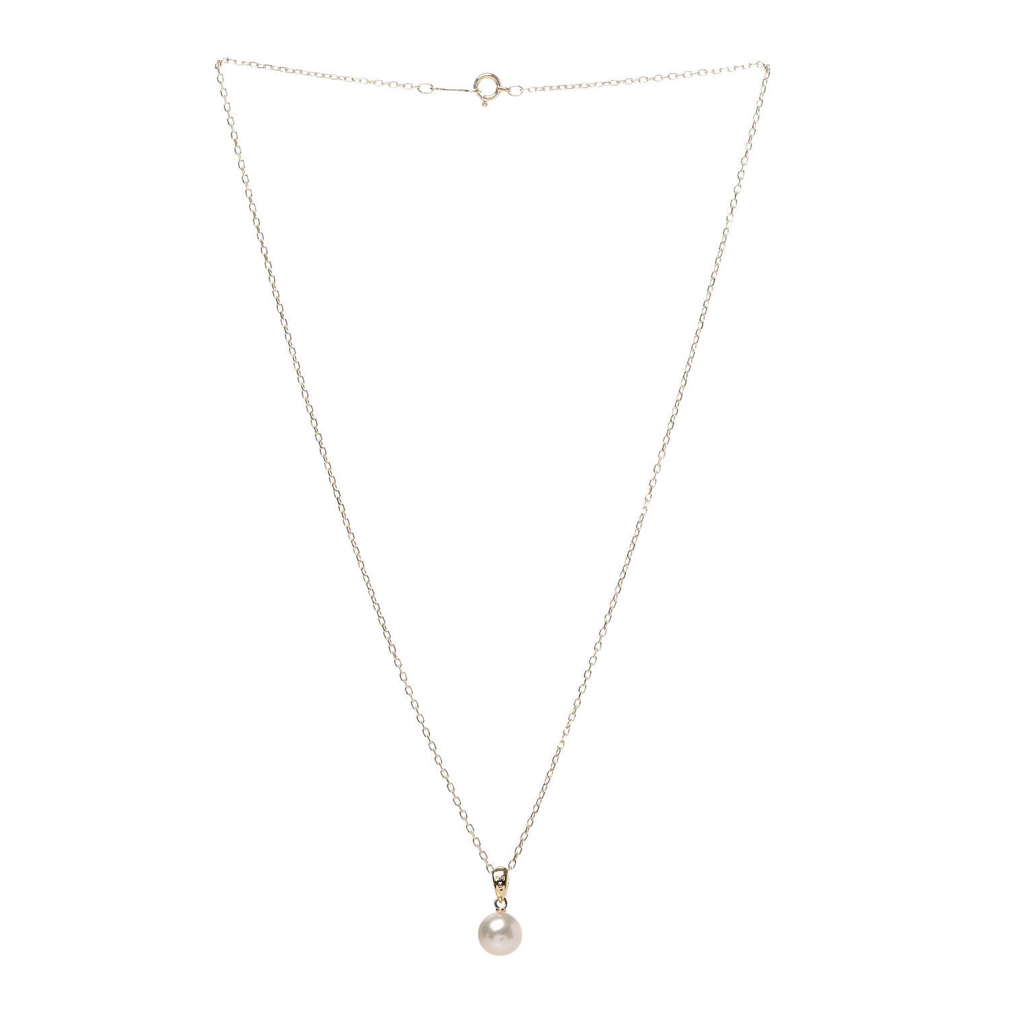 18K Yellow Gold Akoya Pearl 7.5-8mm Pendant Necklace