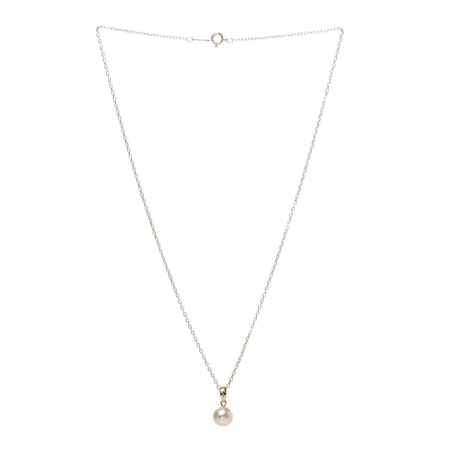 Mikimoto 18K Yellow Gold Akoya Pearl 7.5-8mm Pendant Necklace 3 of 5