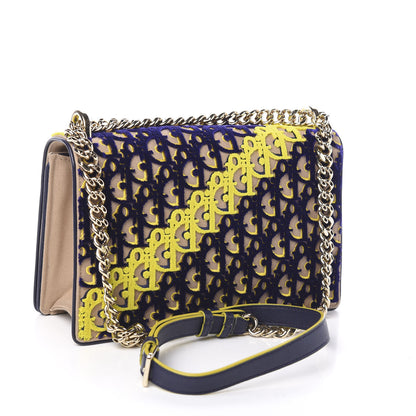 Christian Dior Velvet Monogram Small Diorama Satchel Blue Yellow 2 of 9