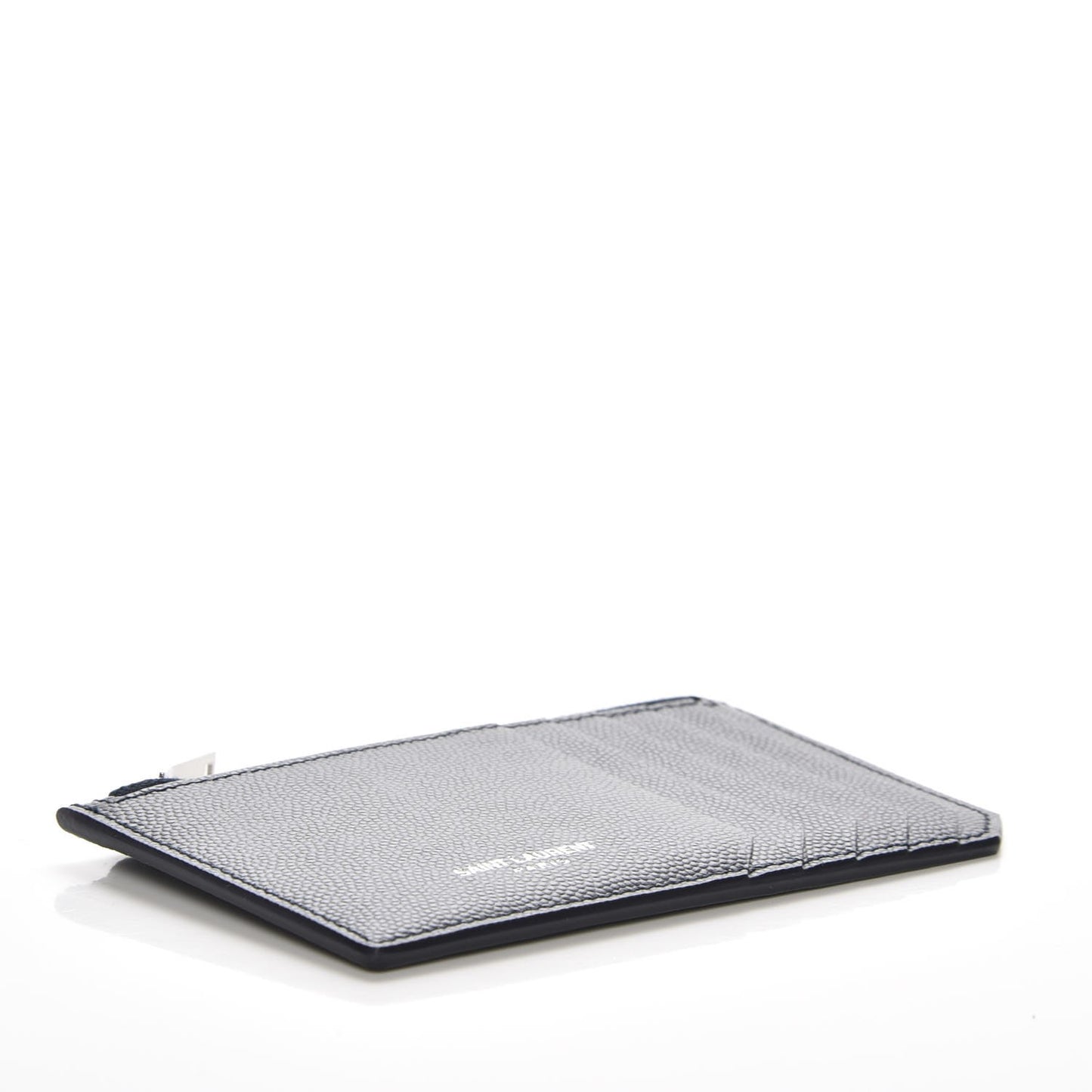 Grained Calfskin 5 Fragments Zip Pouch Card Holder Navy