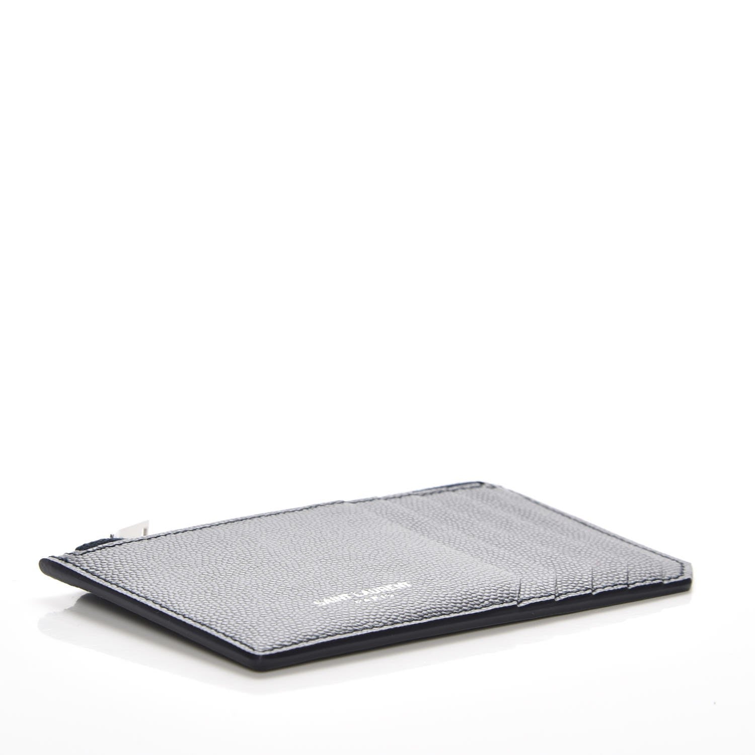 Saint Laurent Grained Calfskin 5 Fragments Zip Pouch Card Holder Navy 4 of 8