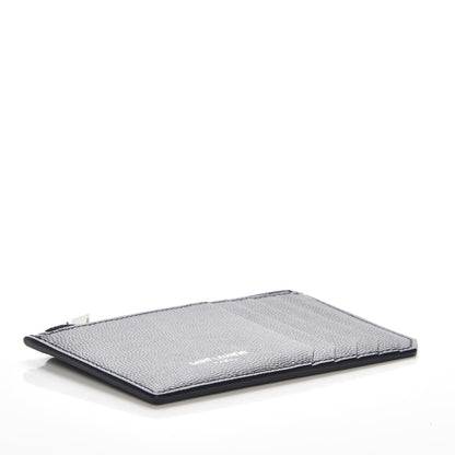 Saint Laurent Grained Calfskin 5 Fragments Zip Pouch Card Holder Navy 4 of 8