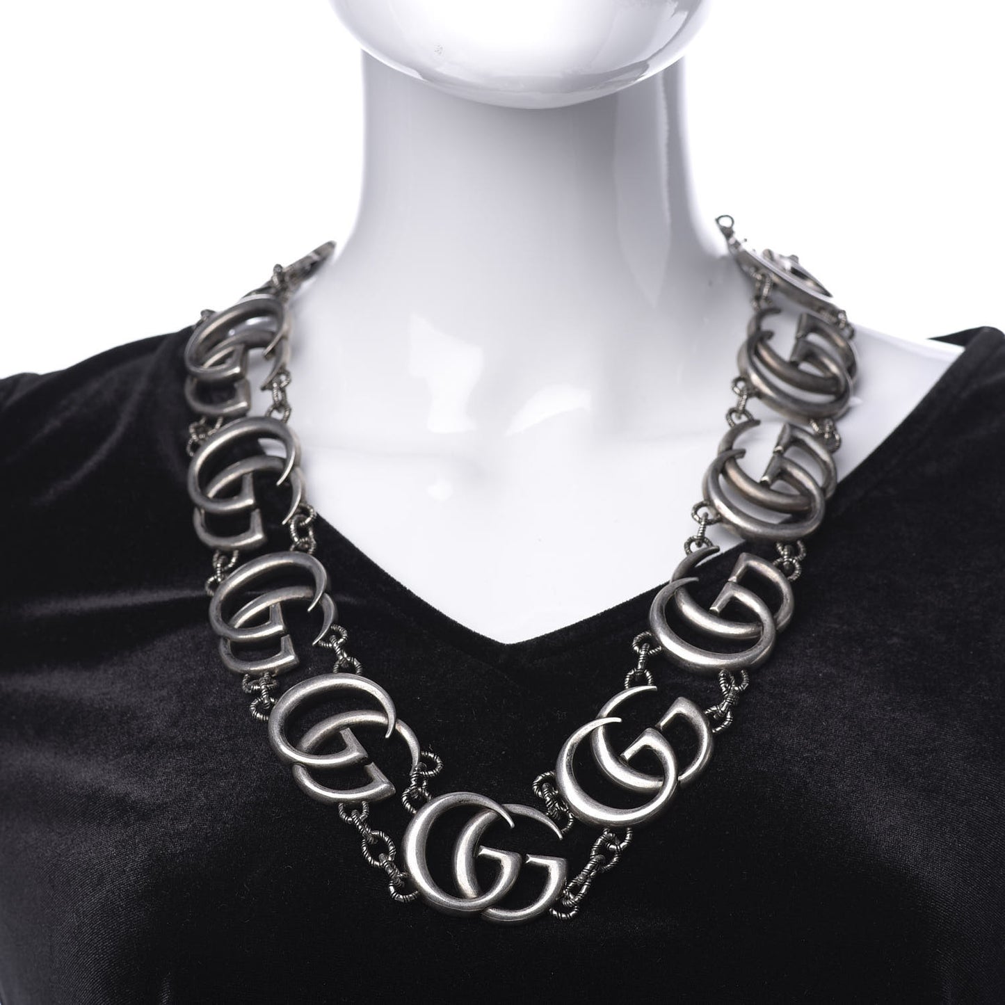 Sterling Silver Double G Marmont Statement Necklace