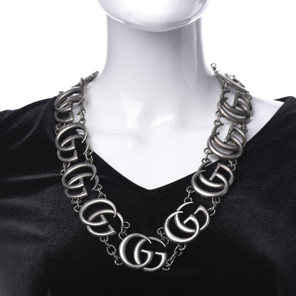 Gucci Sterling Silver Double G Marmont Statement Necklace 2 of 4