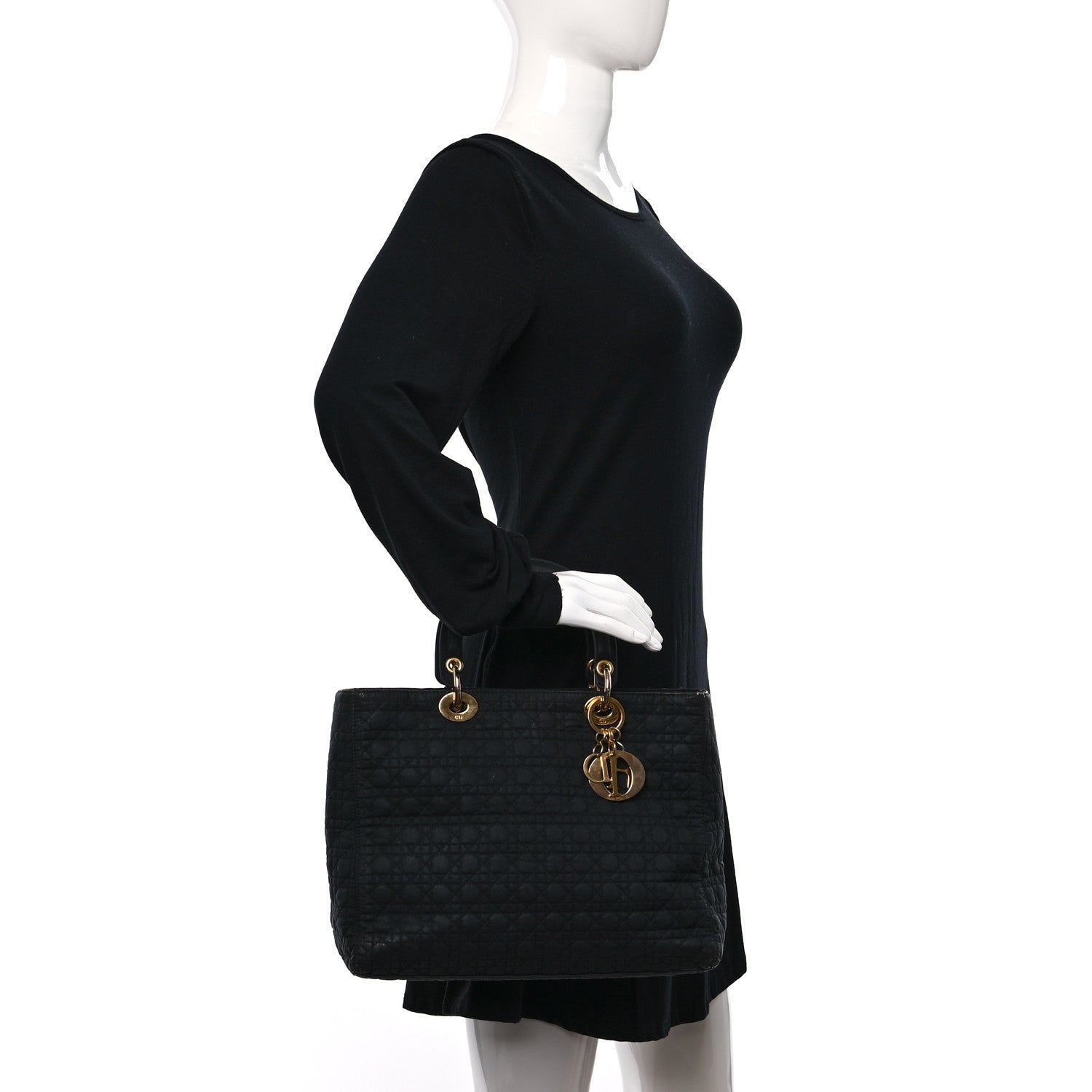 Christian Dior Nylon Cannage Large Lady Dior Black 3 of 10