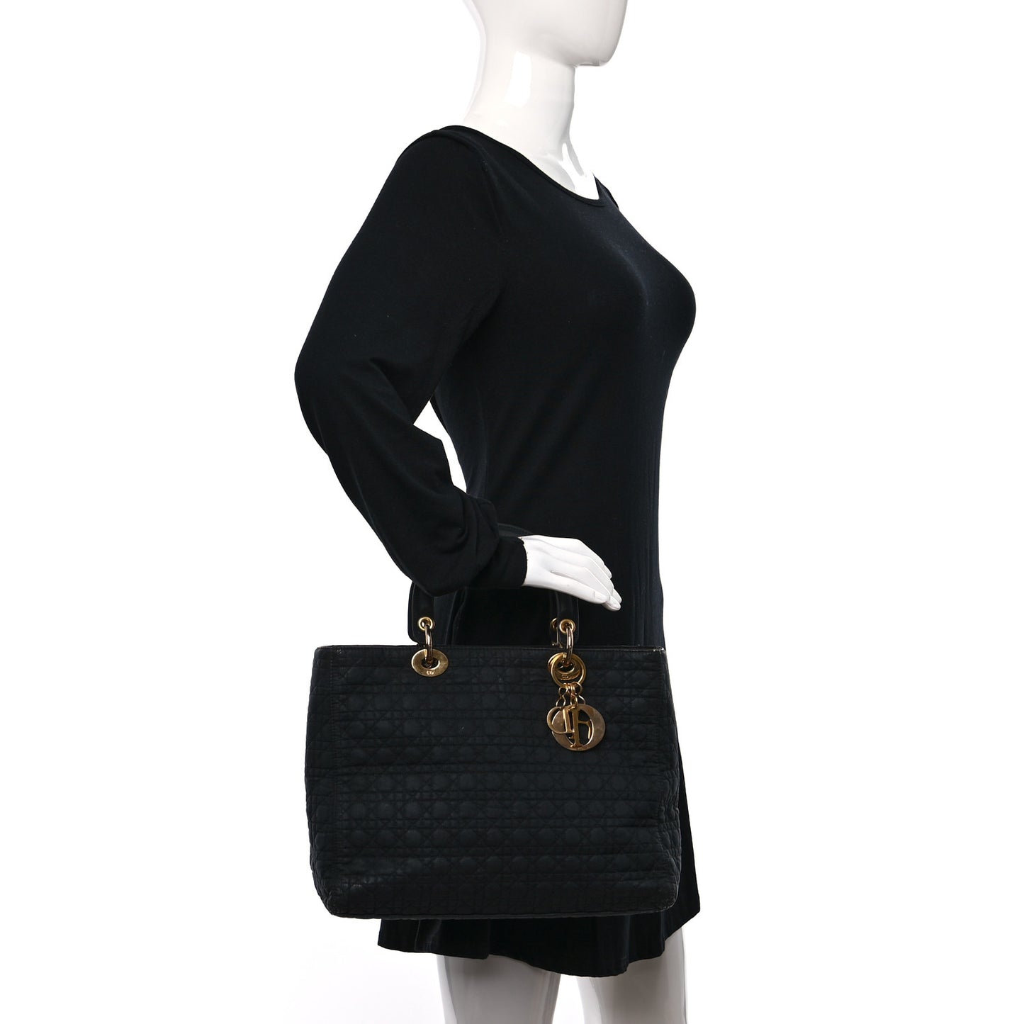 Nylon Cannage Large Lady Dior Black