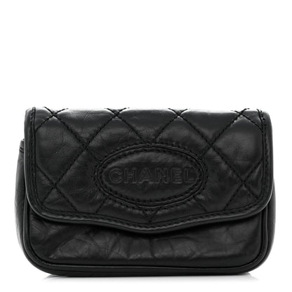 Chanel Aged Calfskin Quilted Logo Flap Belt Bag Black 1 of 11