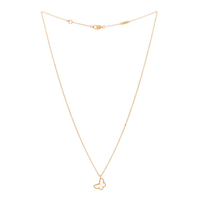 Van Cleef & Arpels 18K Yellow Gold Mother of Pearl Sweet Alhambra Butterfly Pendant Necklace 3 of 5