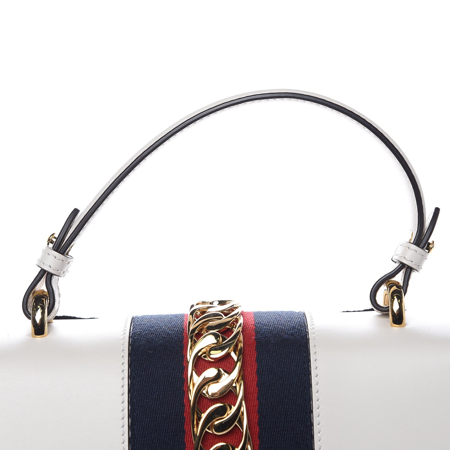 Gucci Calfskin Embroidered Medium Sylvie Top Handle Bag White 8 of 11