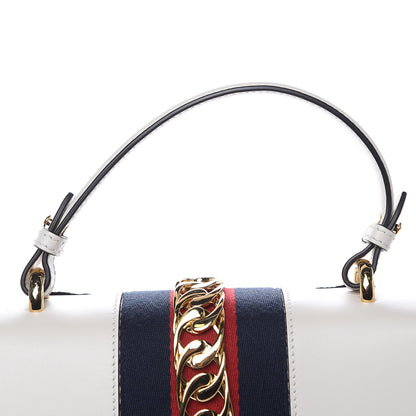 Gucci Calfskin Embroidered Medium Sylvie Top Handle Bag White 8 of 11