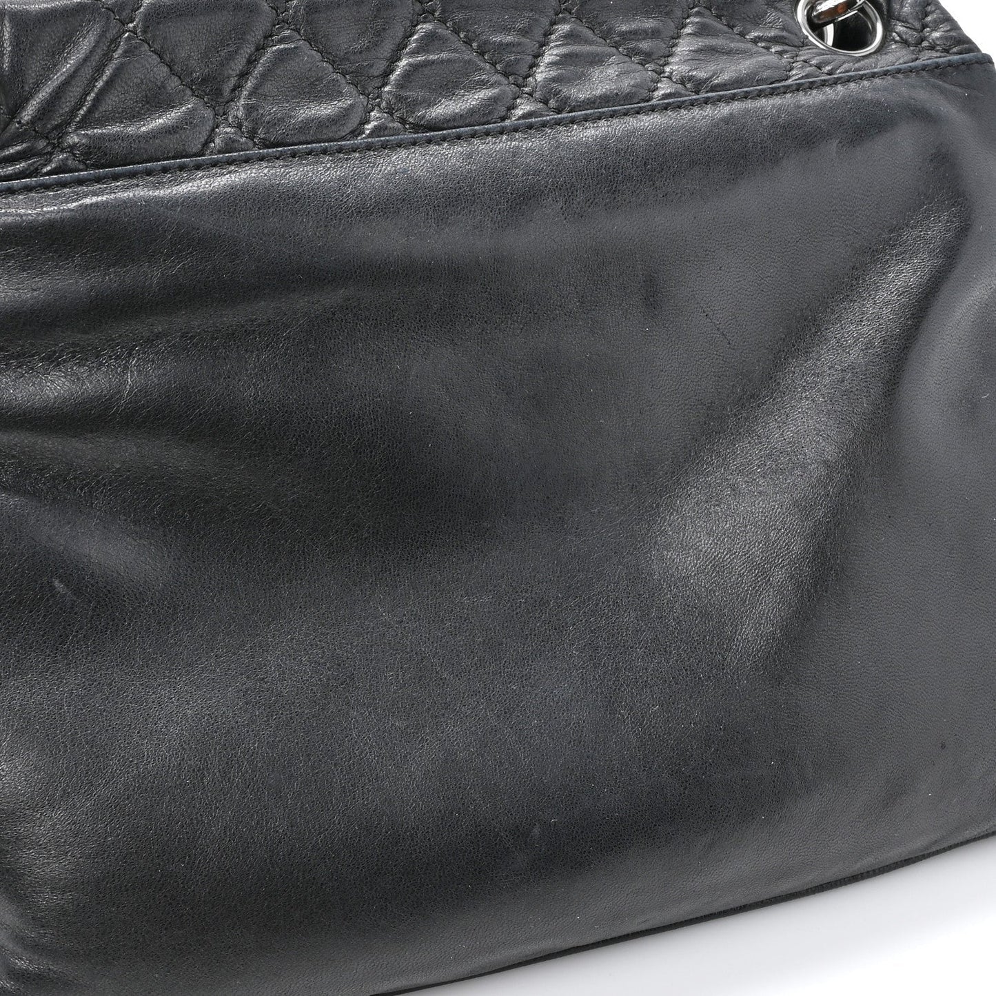 Lambskin Quilted Chain Mail Shoulder Bag Black