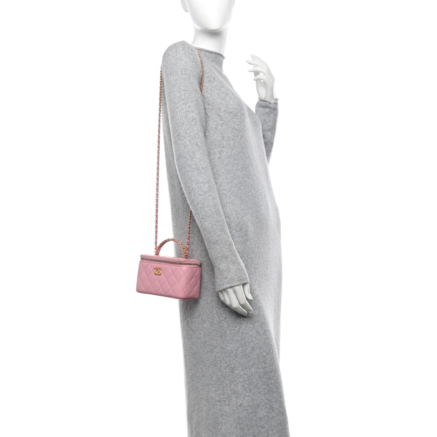 Chanel Lambskin Quilted Pick Me Up Vanity Case Pink 2 of 15