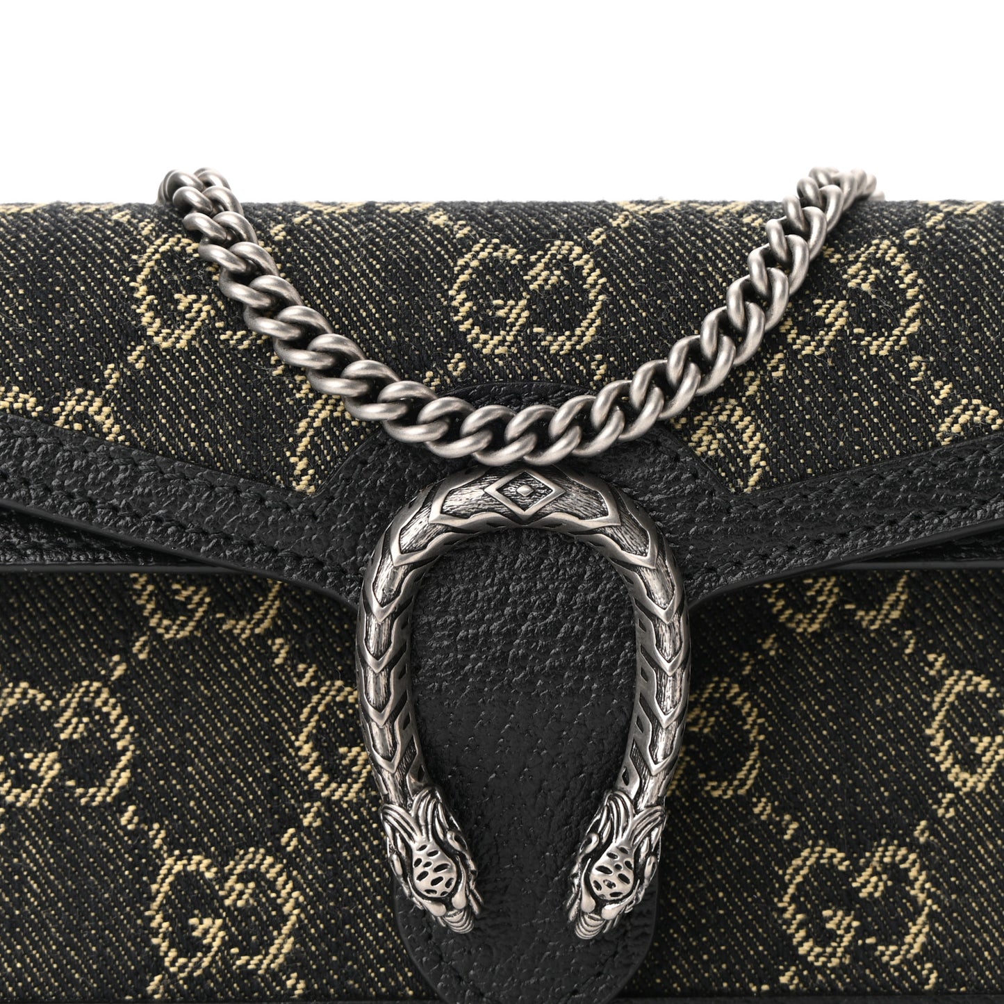 Jacquard Black Denim GG Monogram Super Mini Dionysus Shoulder Bag Black Ivory