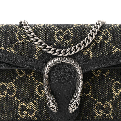 Gucci Jacquard Black Denim GG Monogram Super Mini Dionysus Shoulder Bag Black Ivory 7 of 9