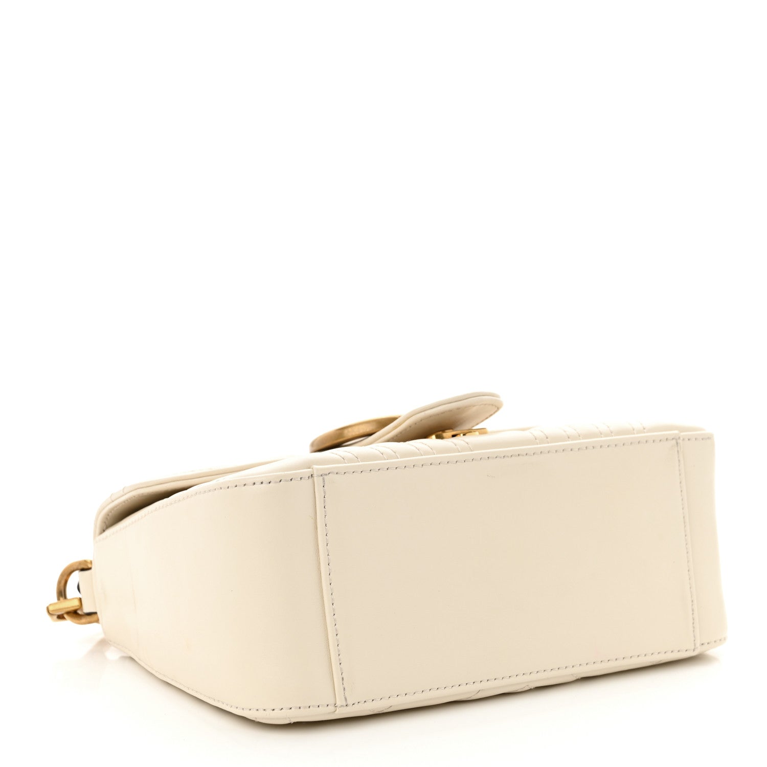 Gucci Calfskin Matelasse Mini GG Marmont Top Handle Shoulder Bag White 4 of 16