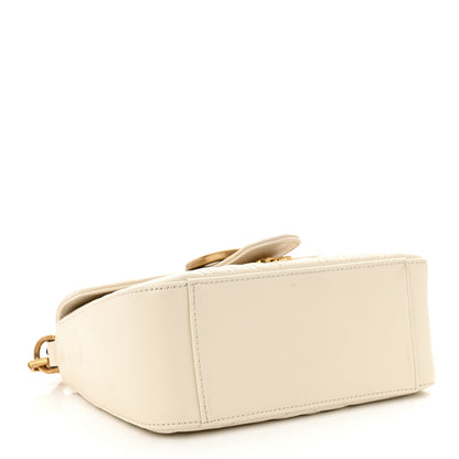 Gucci Calfskin Matelasse Mini GG Marmont Top Handle Shoulder Bag White 4 of 16