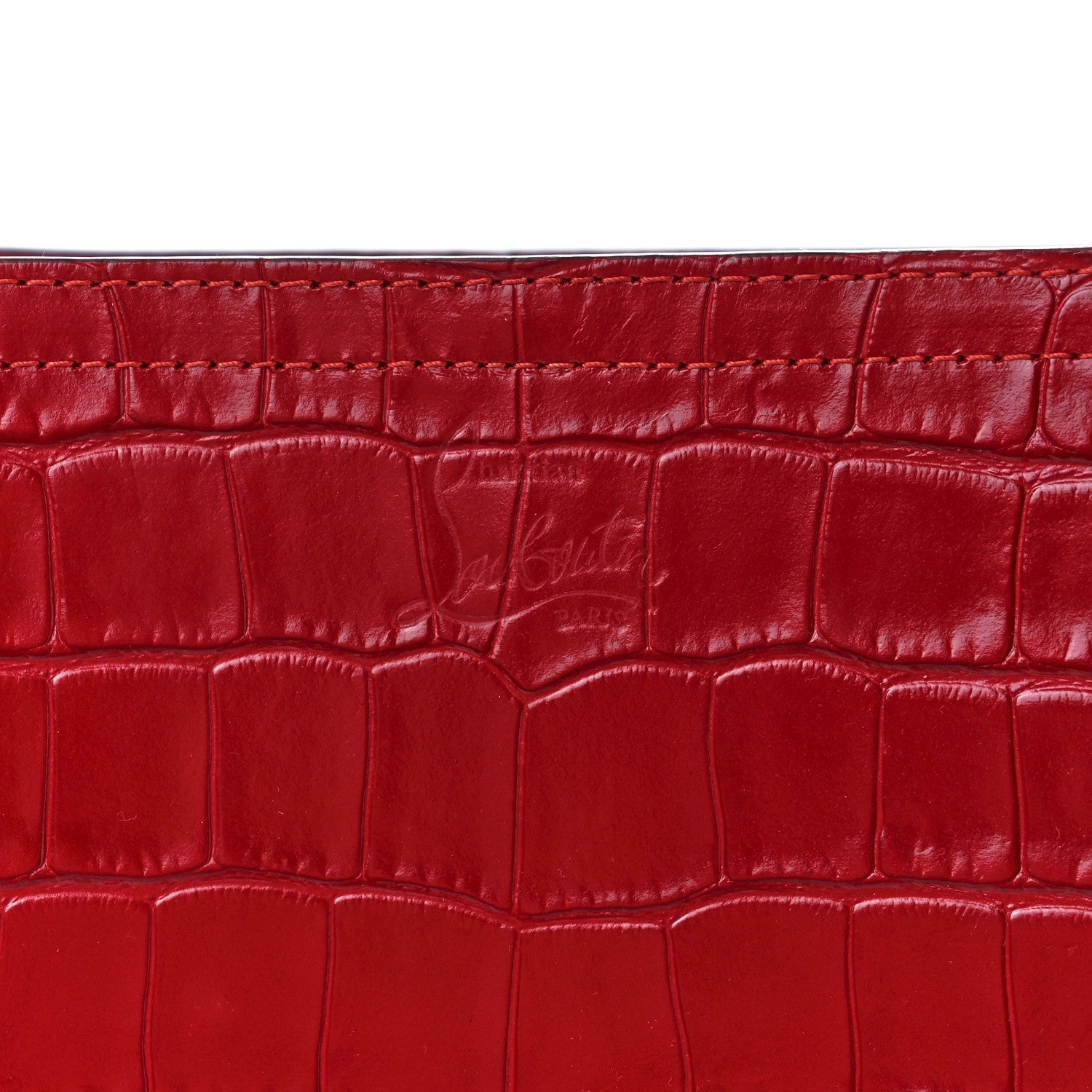 Christian Louboutin Crocodile Embossed Calfskin Spiked Small Cabarock Shopper Tote Red 8 of 12