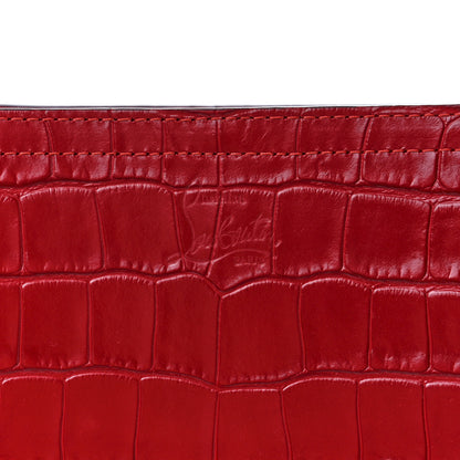 Christian Louboutin Crocodile Embossed Calfskin Spiked Small Cabarock Shopper Tote Red 8 of 12