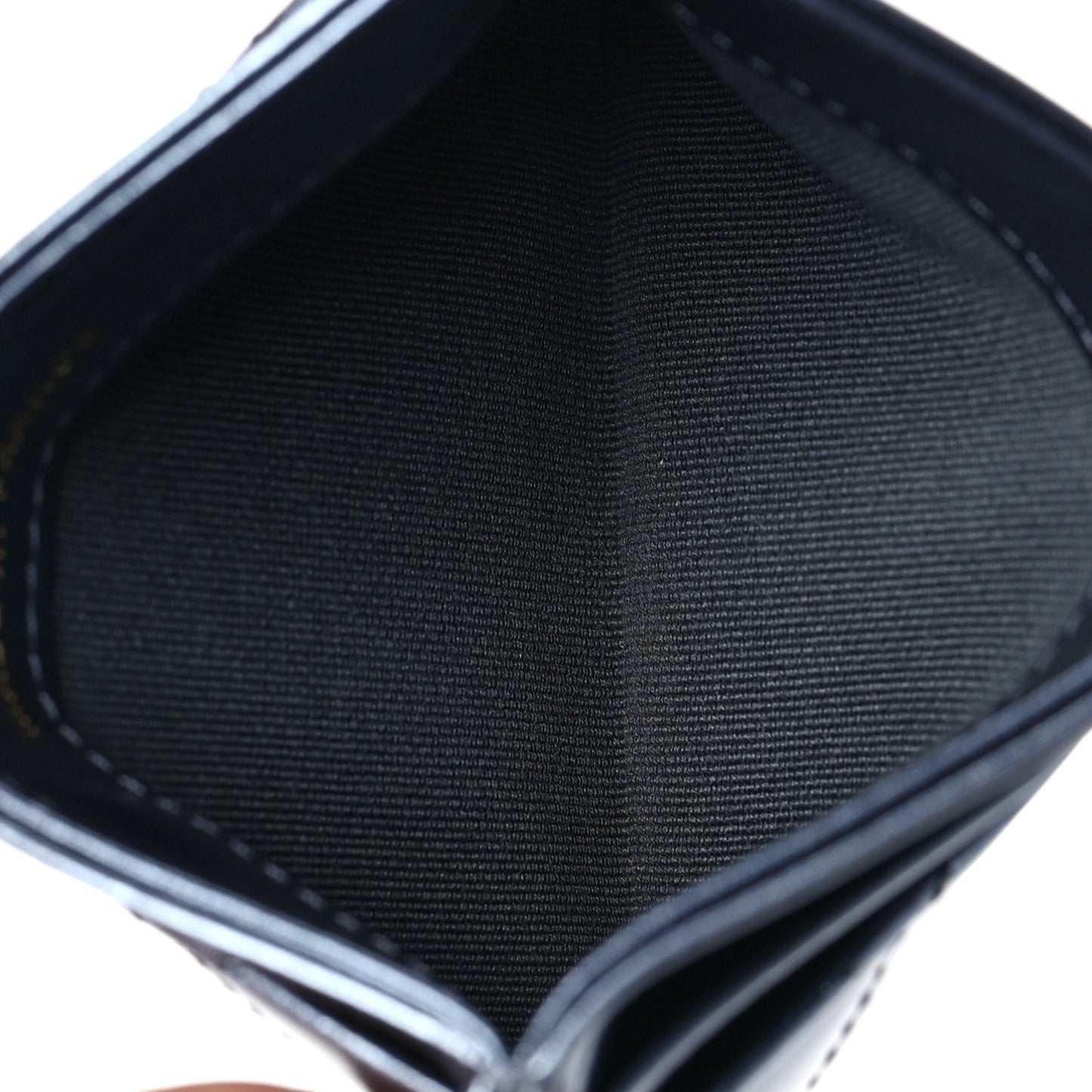 Metallic Lambskin Quilted Card Holder Dark Blue