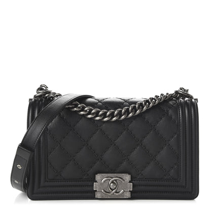 Chanel Calfskin Double Stitch Medium Boy Flap Black 1 of 10