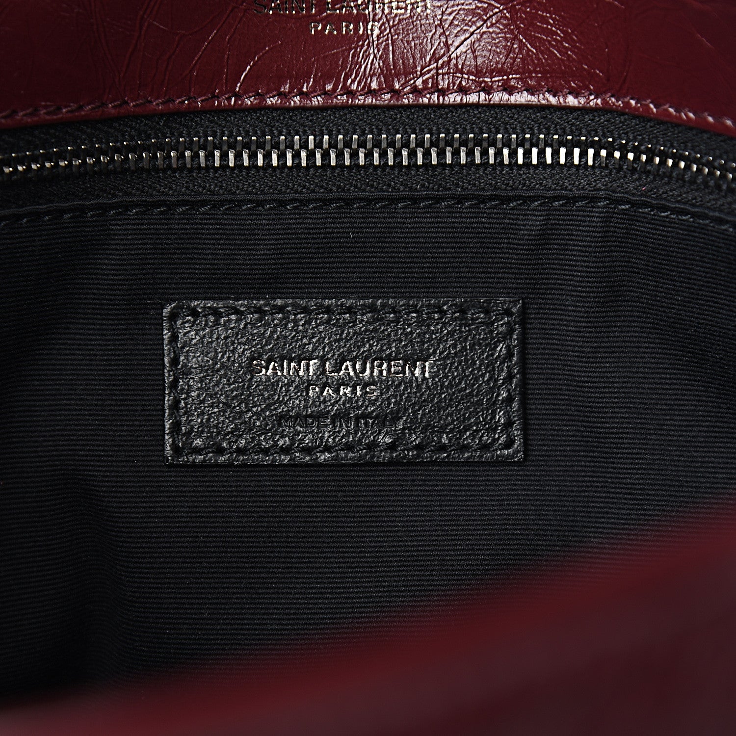 Saint Laurent Crinkled Calfskin Matelasse Monogram Medium Niki Chain Satchel Burgundy 5 of 9