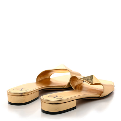 Valentino Garavani Metallic Nappa One Stud 20mm Slide Sandals 39.5 Antique Brass 4 of 12
