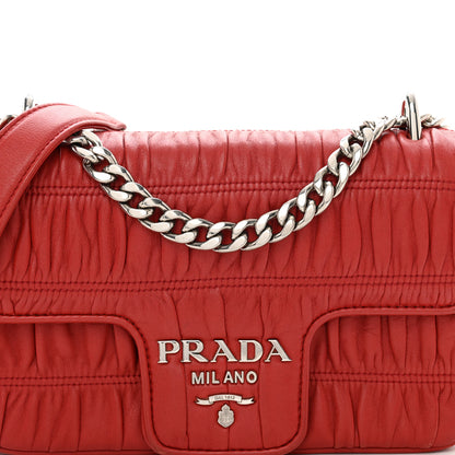 Prada Nappa Gaufre Small Chain Flap Shoulder Bag Fuoco 7 of 12
