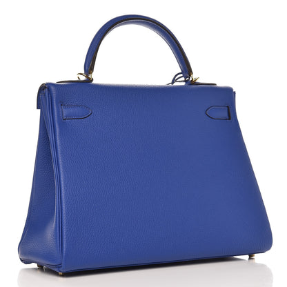 Hermes Togo Kelly Retourne 32 Bleu Electrique 4 of 35