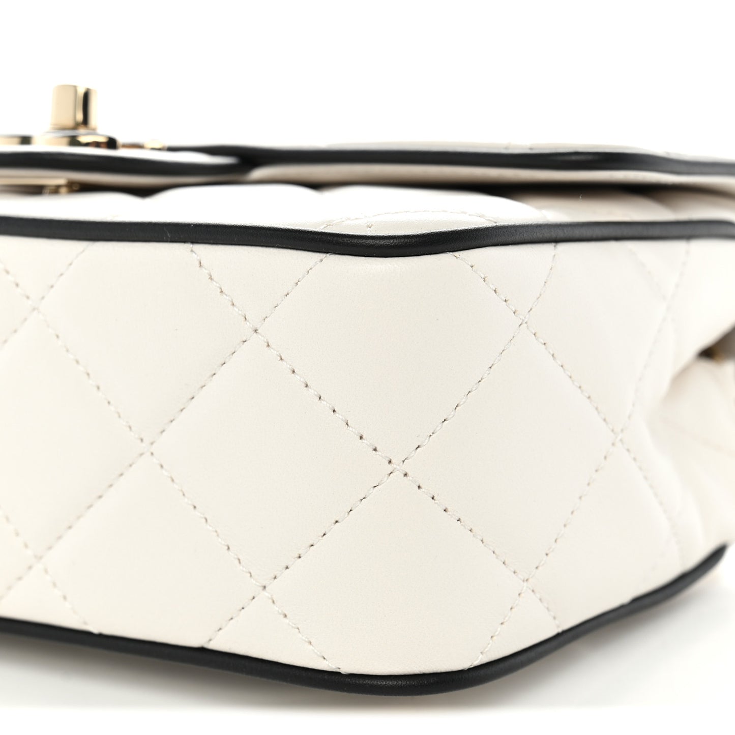 Lambskin Quilted Resin CC Mini Flap Bag White Black