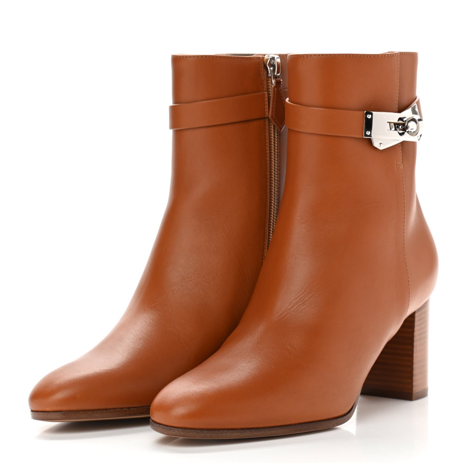 Hermes Calfskin Saint Germain Ankle Boots 37.5 Gold 3 of 9