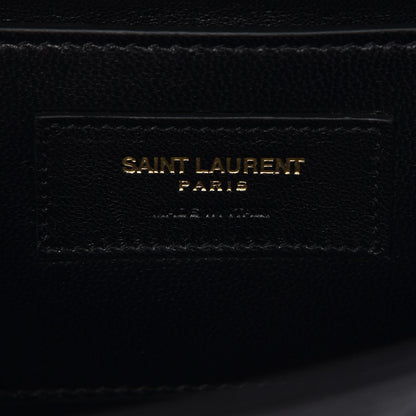 Saint Laurent Lambskin Matelasse Chevron Small Monogram Satchel Black 5 of 7