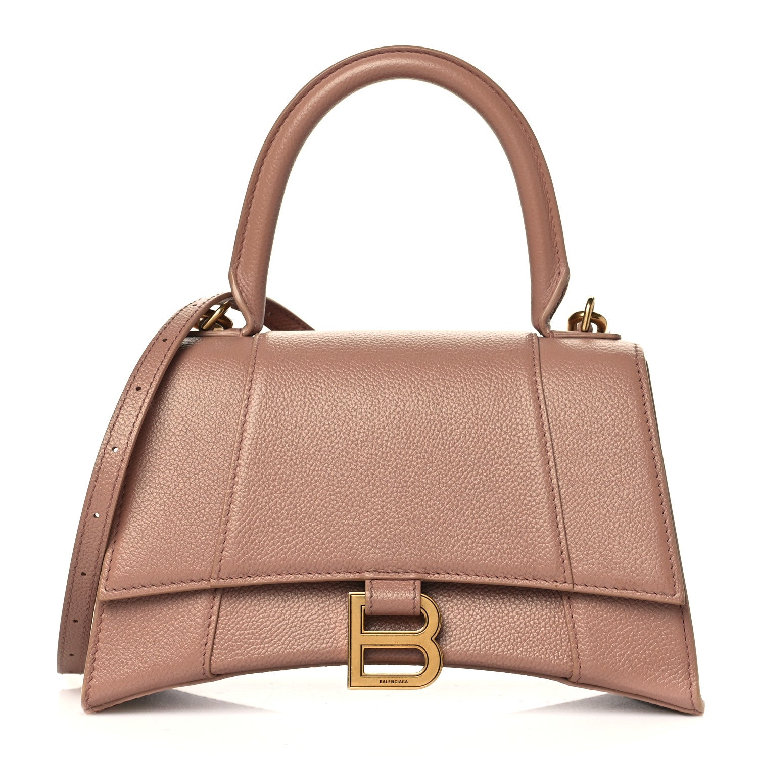 Balenciaga Grained Calfskin Small Hourglass Top Handle Bag Nude Beige 1 of 10