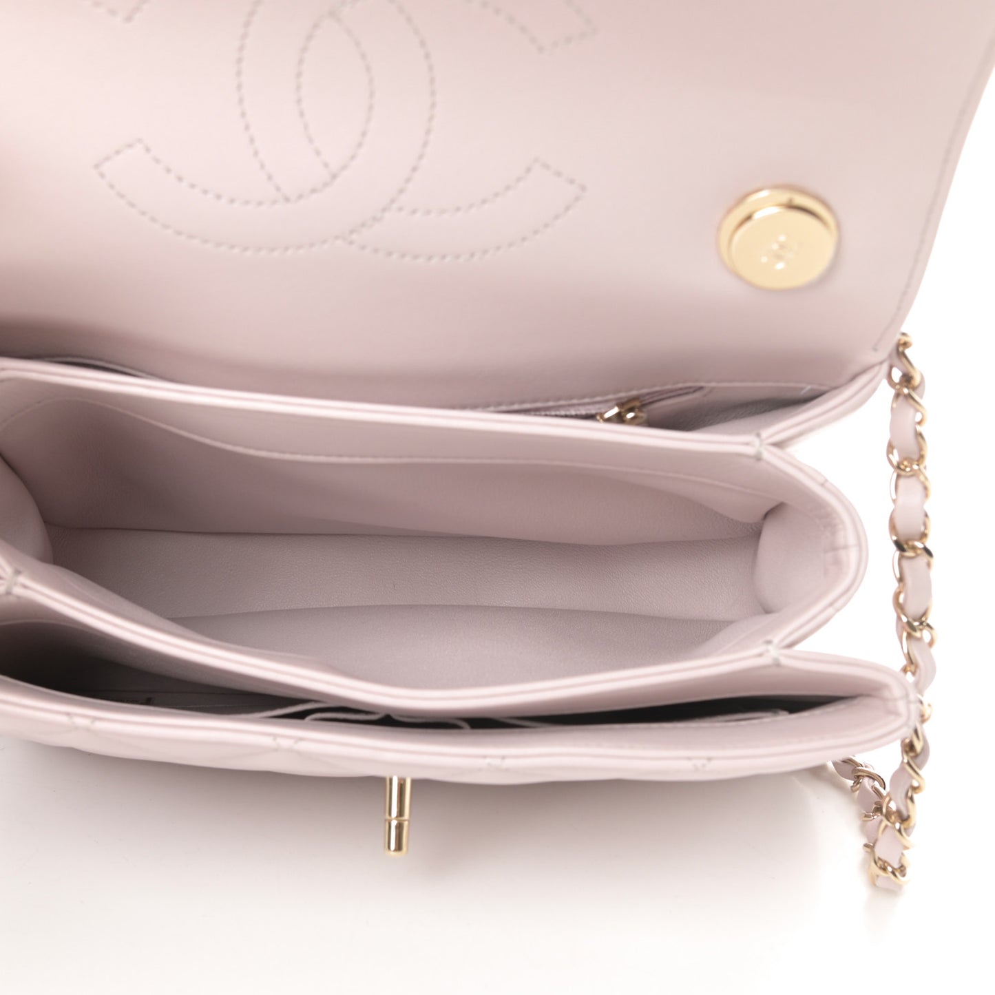 Lambskin Quilted Small Trendy CC Flap Dual Handle Bag Lilac